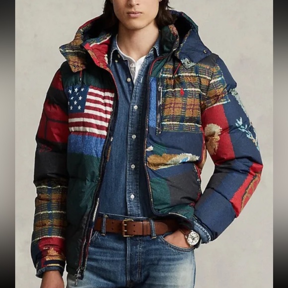 Polo Ralph Lauren Water Repellent Quilted Americana Flag Patchwork Down Jacket😳 - Picture 3 of 16
